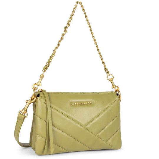 LANCASTER Soft Matelassè Petite Pochette Olive