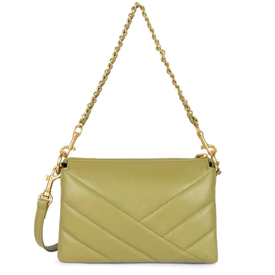 LANCASTER Soft Matelassè Petite Pochette Olive