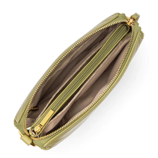 LANCASTER Soft Matelassè Petite Pochette Olive