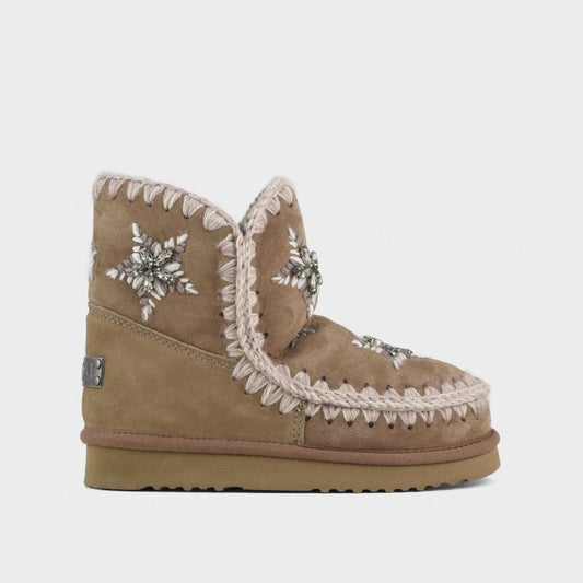 Mou Boots AI25-26 Eskimo 18 Wool Stars & Rhinestones Pink Brown