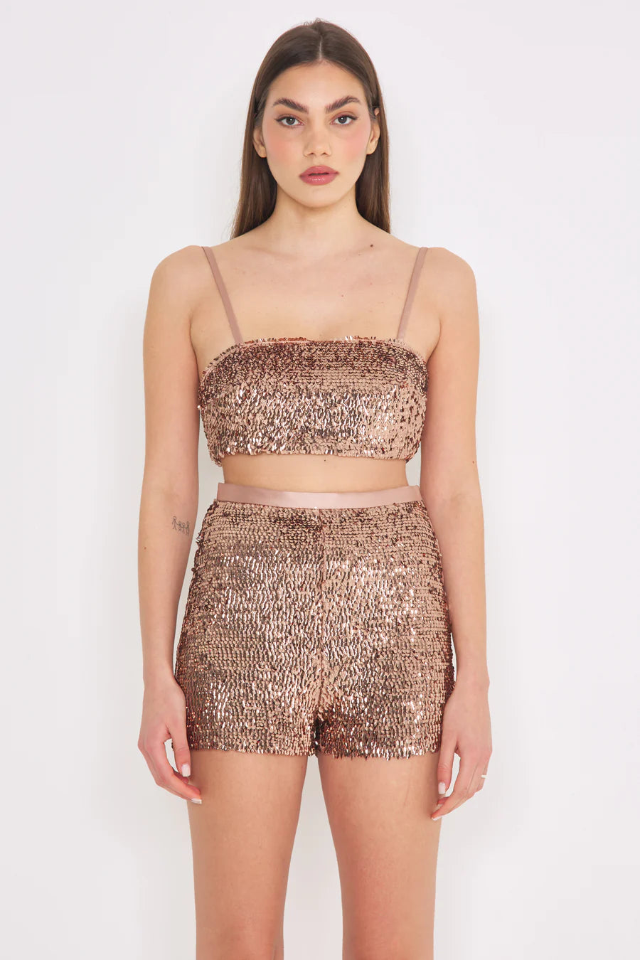 Silence Limited SS25 Shorts Paillettes Brown