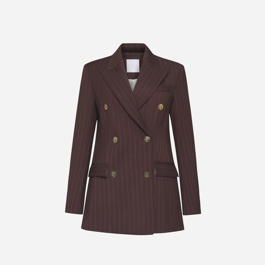 Silence Limited AI25-26 Giacca Doppiopetto Stripe Brown