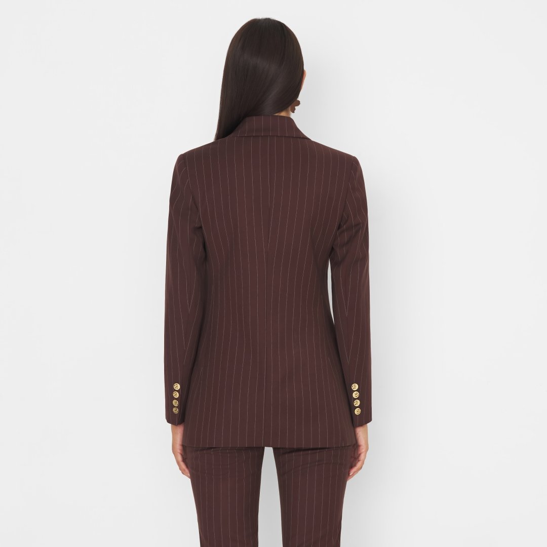 Silence Limited AI25-26 Giacca Doppiopetto Stripe Brown