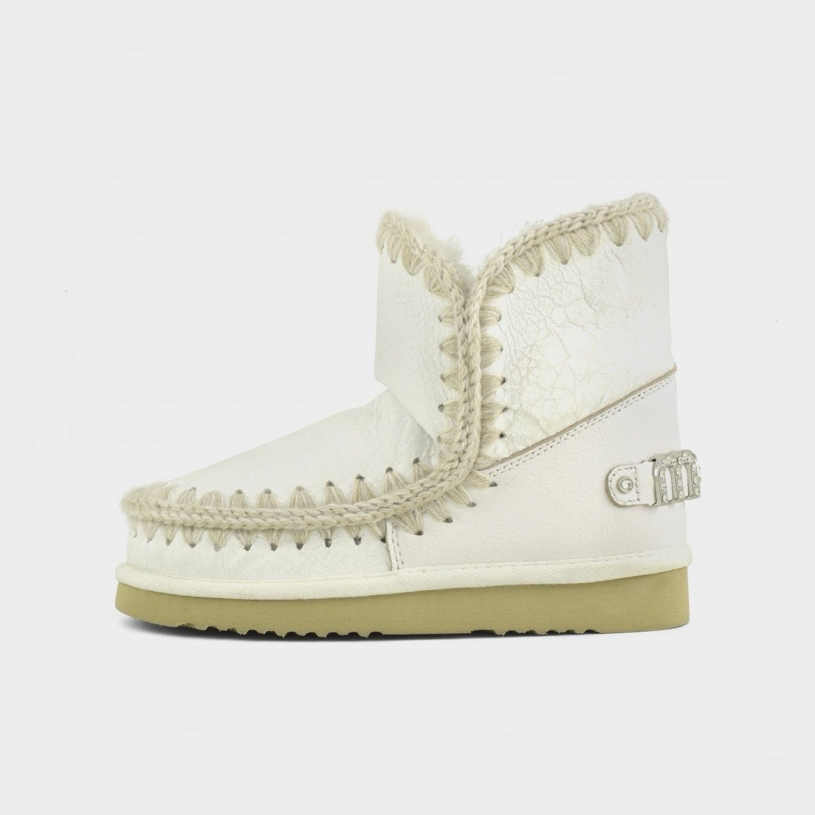 Mou Boots AI24-25 Eskimo 18 With Rhinestones Logo Waxi White