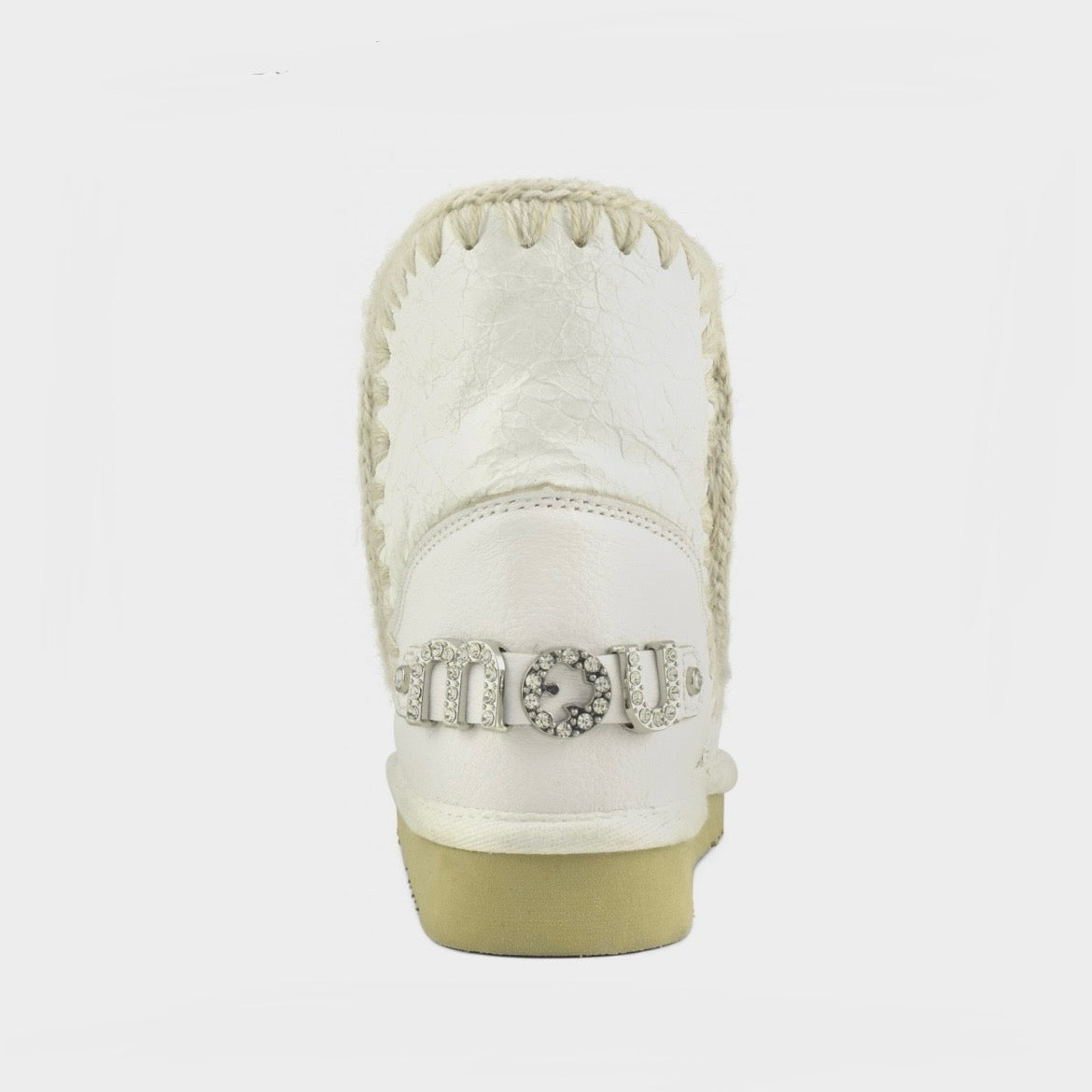 Mou Boots AI24-25 Eskimo 18 With Rhinestones Logo Waxi White