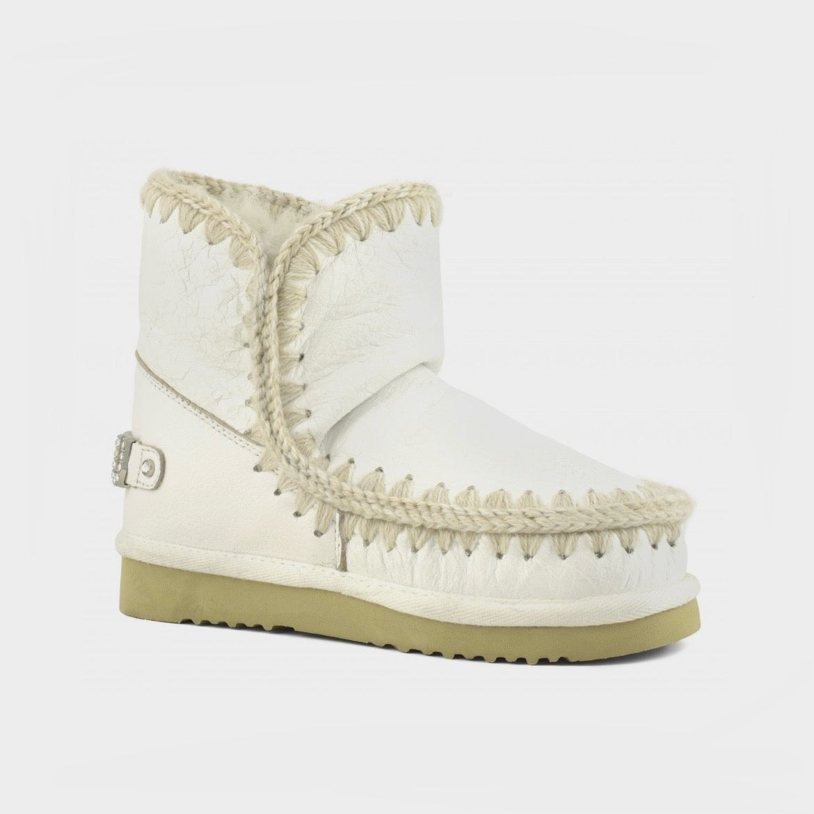 Mou Boots AI24-25 Eskimo 18 With Rhinestones Logo Waxi White