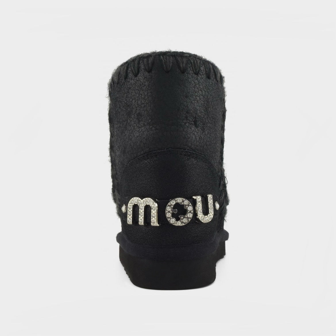 Mou Boots AI24-25 Eskimo 18 With Rhinestones Logo Cracked Black