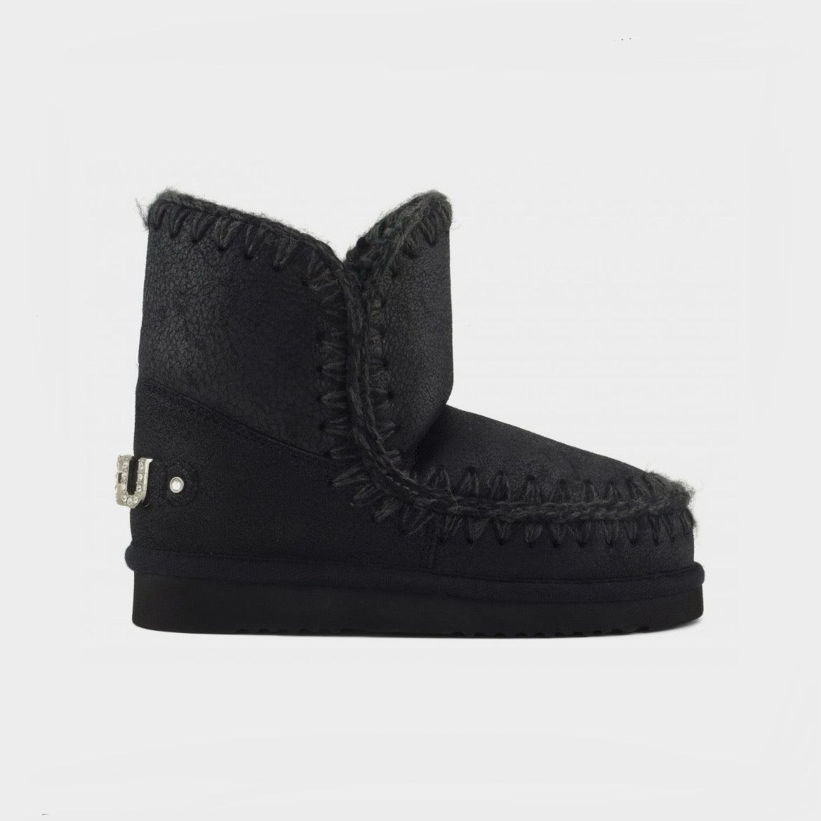 Mou Boots AI24-25 Eskimo 18 With Rhinestones Logo Cracked Black