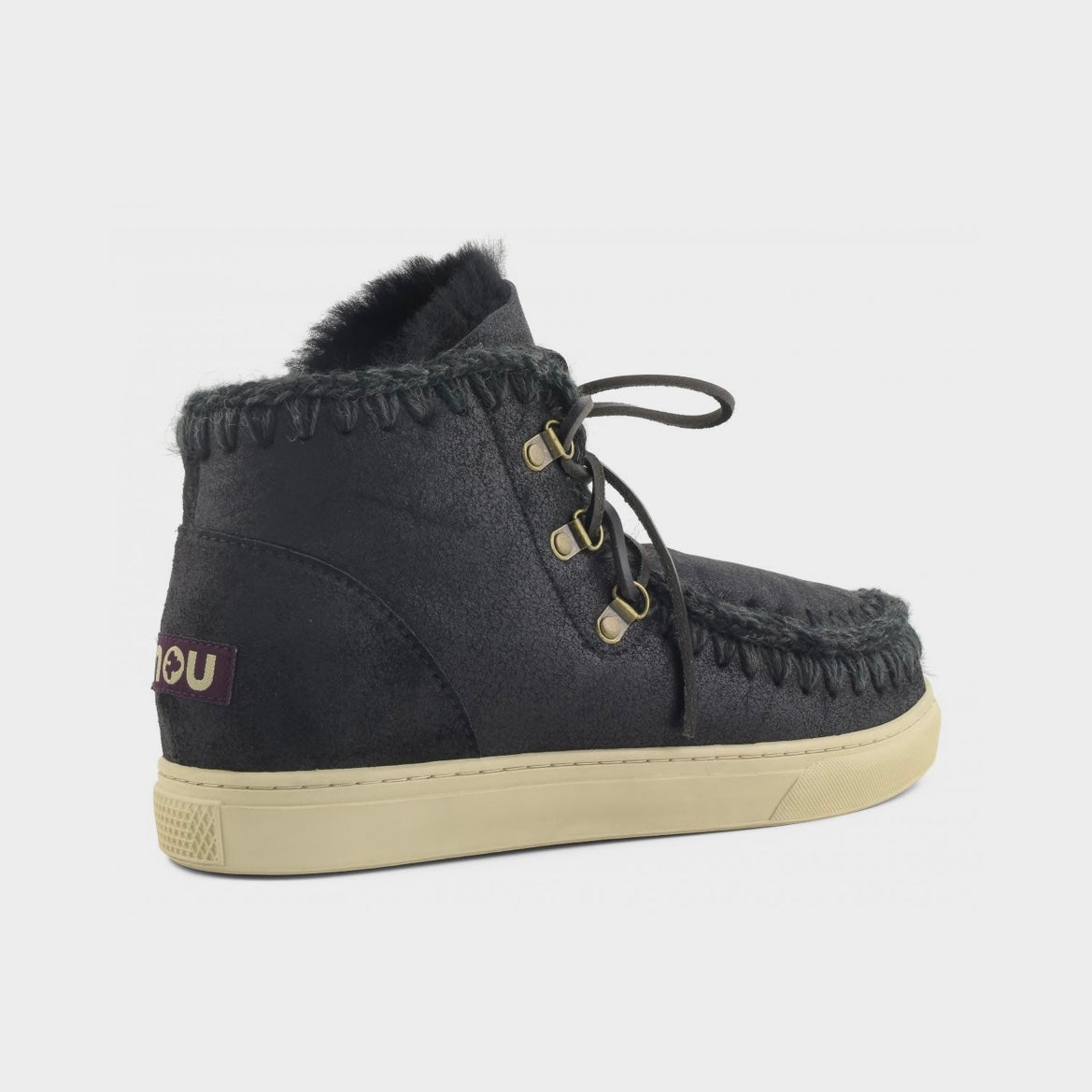 Mou Boots AI23-24 Eskimo Sneaker Lace-up Men's Cracked Black/Grey