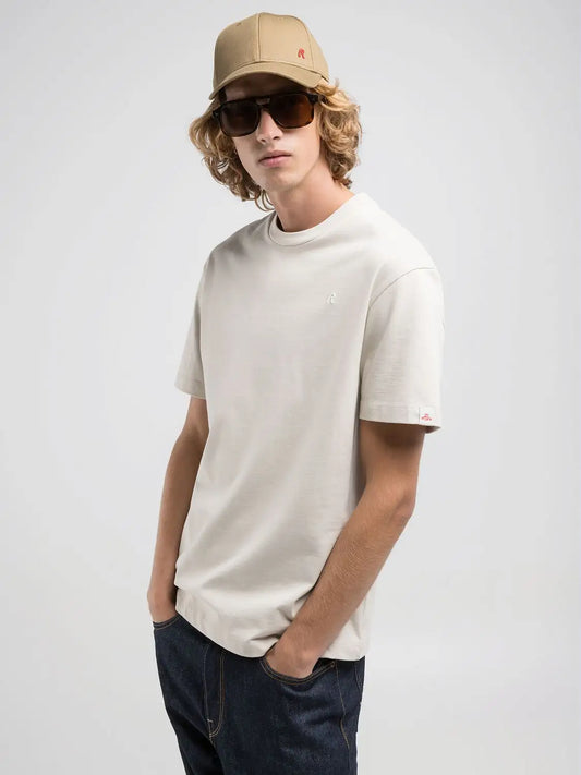 Replay SS25-26 T-shirt Relaxed Fit con Ricamo Alabaster Man