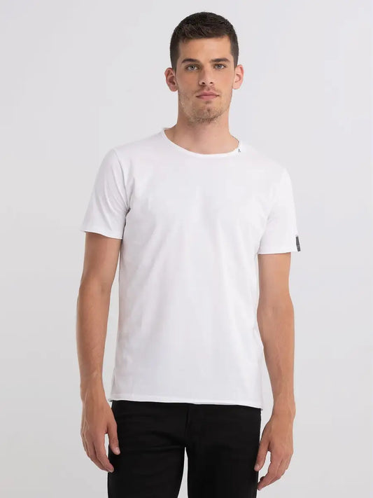 Replay PE24 T-Shirt in Jersey con Taglio a Vivo White Man
