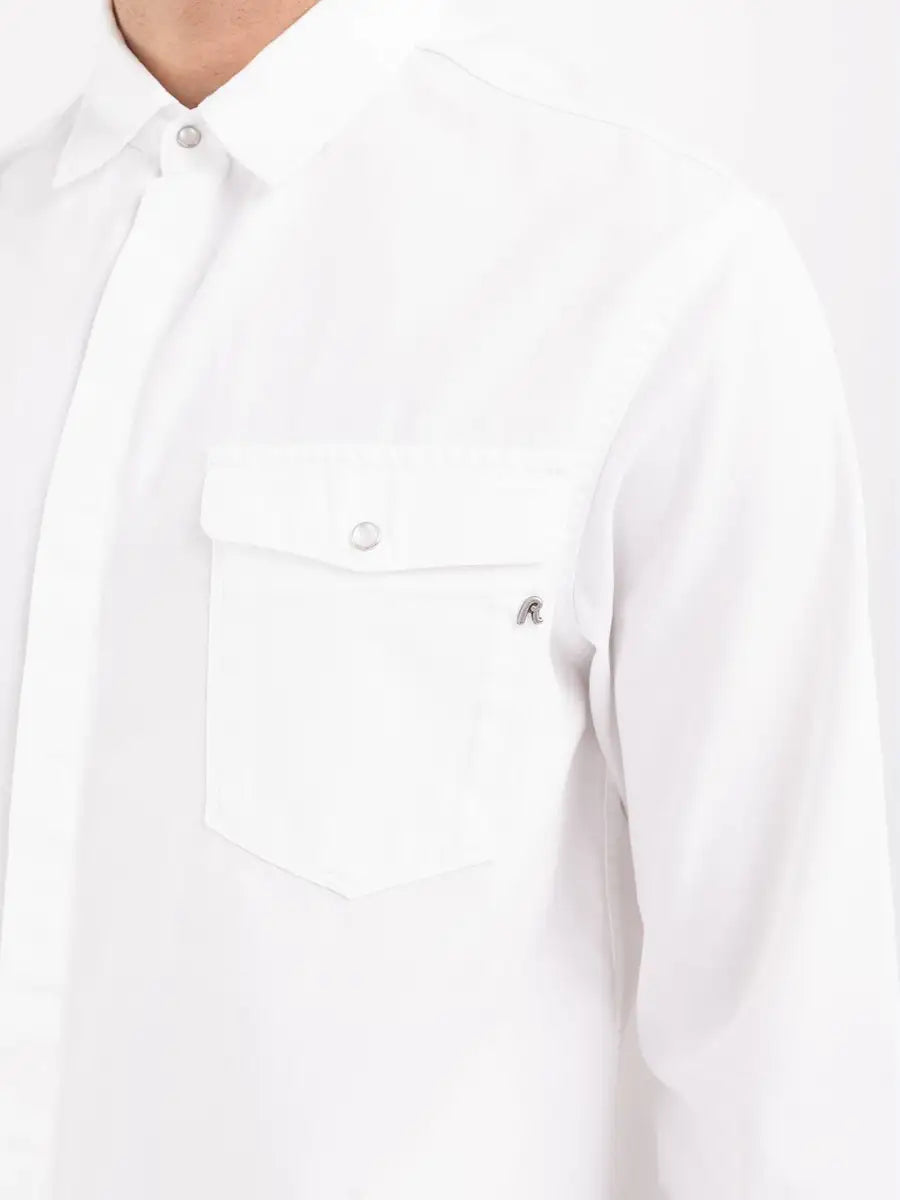 Replay PE24 Camicia Regular Fit in Denim White Man