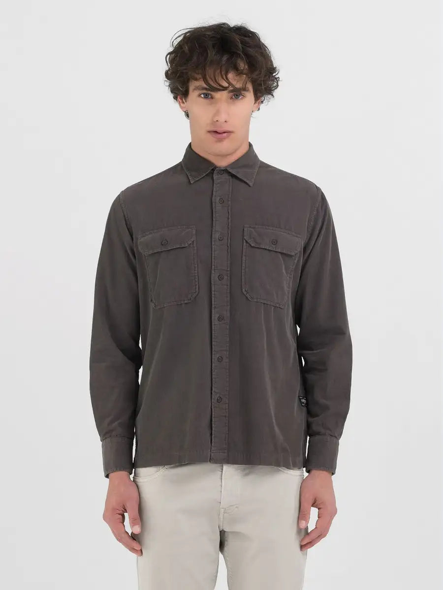 Replay AI24-25 Camicia in Velluto Wood Grey Man