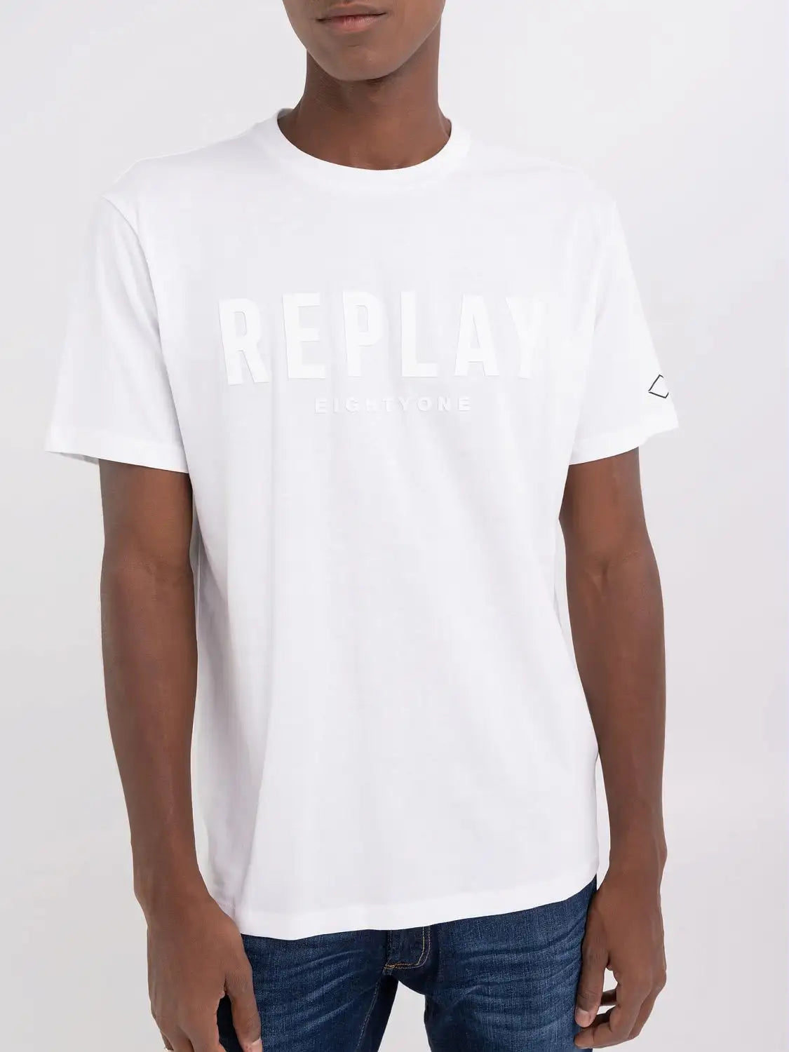 Replay PE24 T-Shirt in Jersey con Stampa White Man