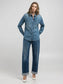 Replay SS25-26 Camicia Western Slim Fit in Denim Medium Blue Woman