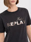 Replay PE24 T-shirt con Stampa Foil Black Woman