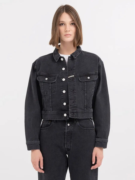 Replay AI24-25 9ZERO1 Giubbino Relaxed Fit in Denim Nero Woman