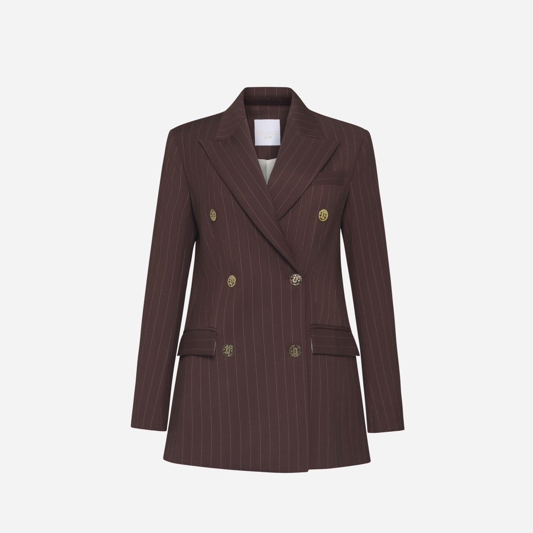 Silence Limited AI25-26 Giacca Doppiopetto Stripe Brown